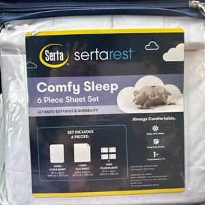 Serta Comfy Sleep Ultimate 6-Pieces Sheet Set Color White Size King Boxer Hem
